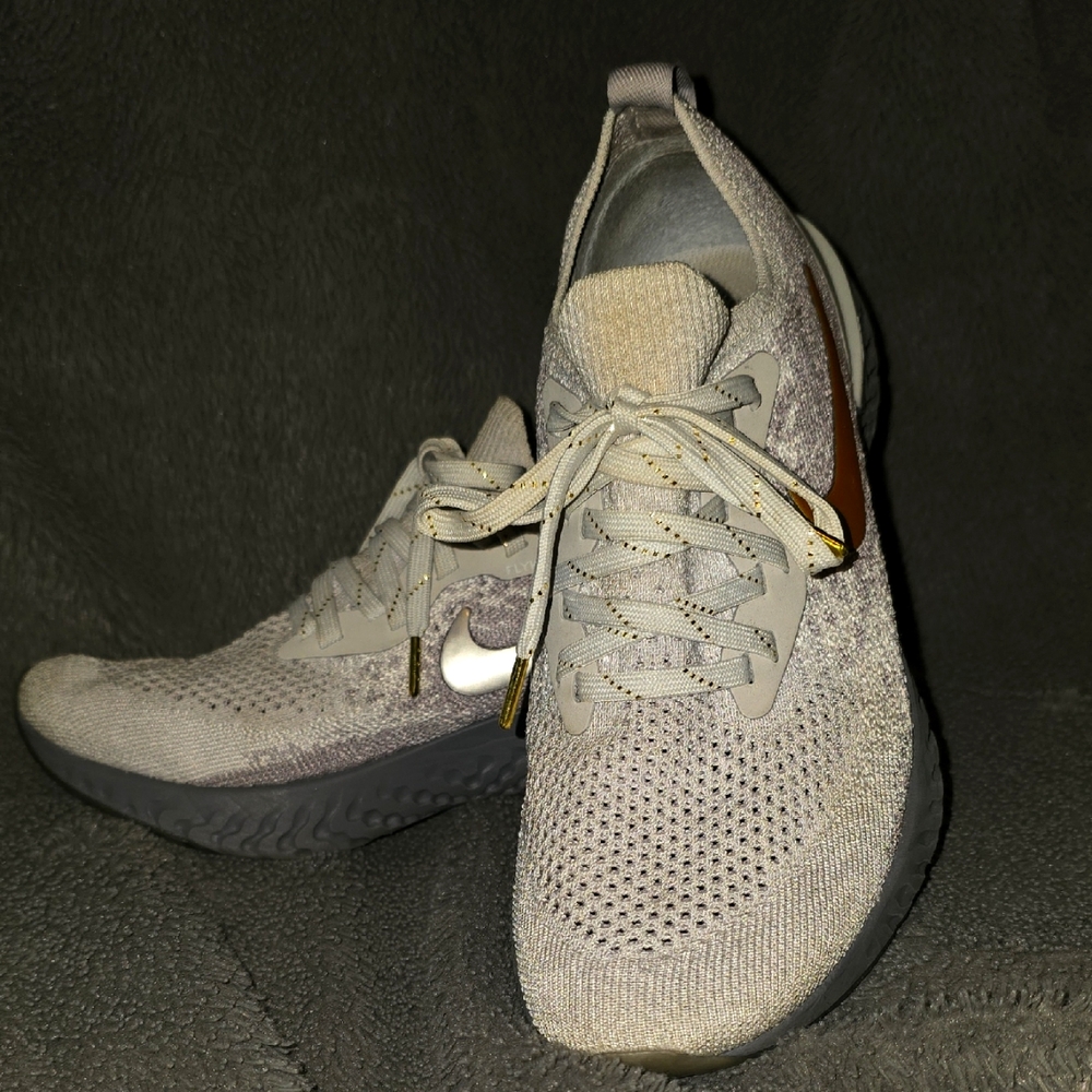 Nike Gray and Gold Flyjnit